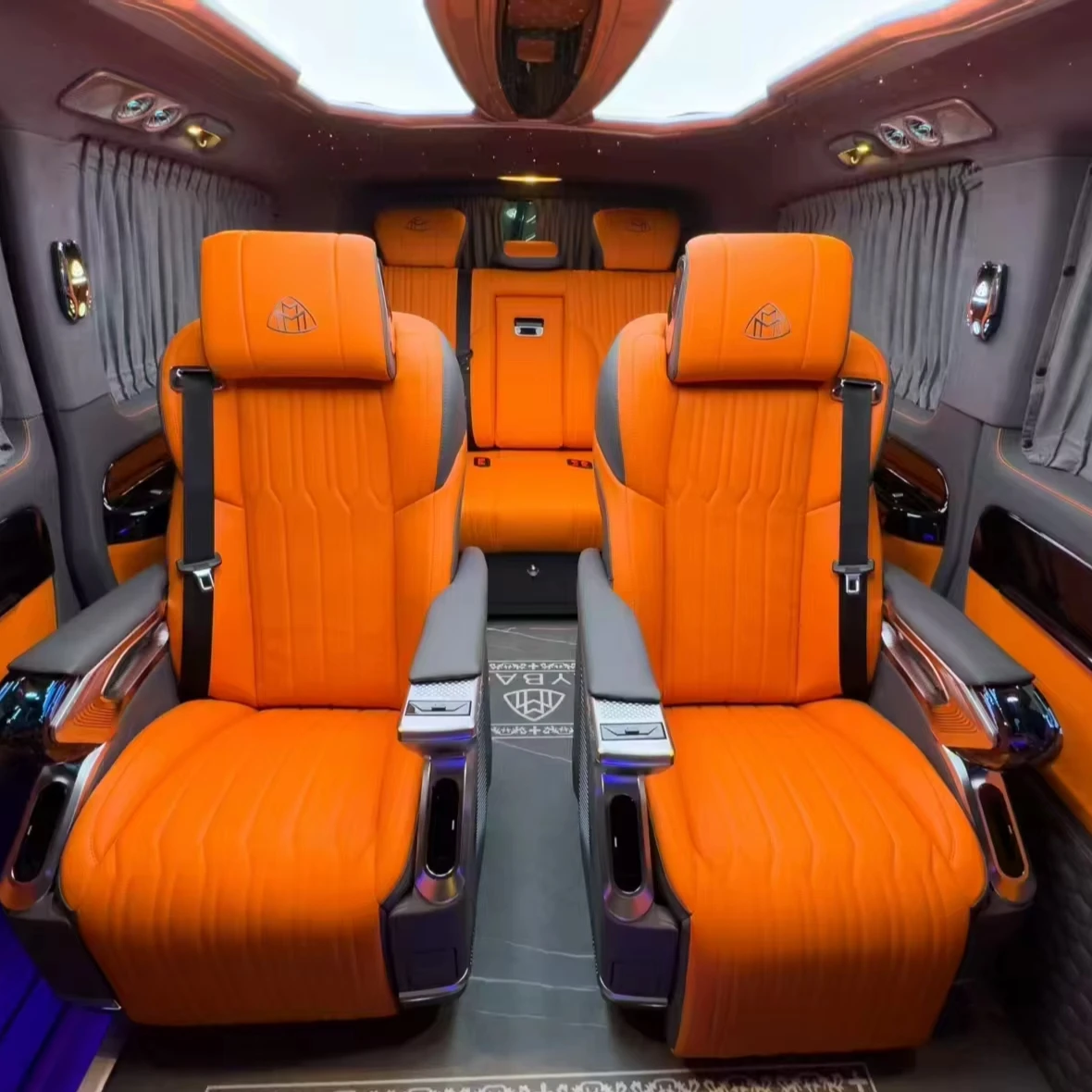 Crystal Throne Leather Aviation Seat for Merce des-Benz Vito Sea Lion Mid-Row Crystal Car Interior Modification