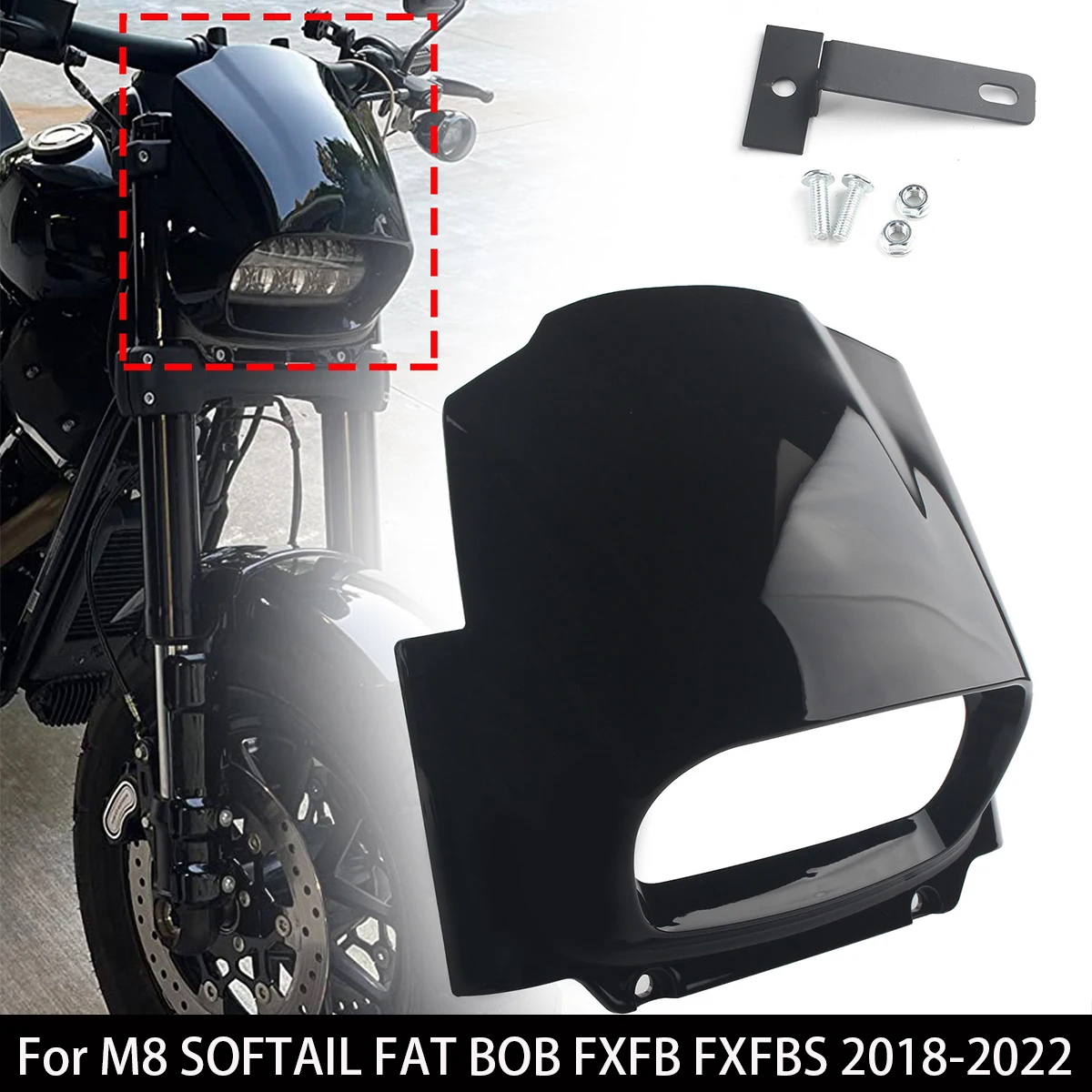 Motorcycle Accessories LED Headlight Fairing Mask Vents Cover Guard For Harley M8 SOFTAIL FAT BOB FXFB FXFBS 2018-2022