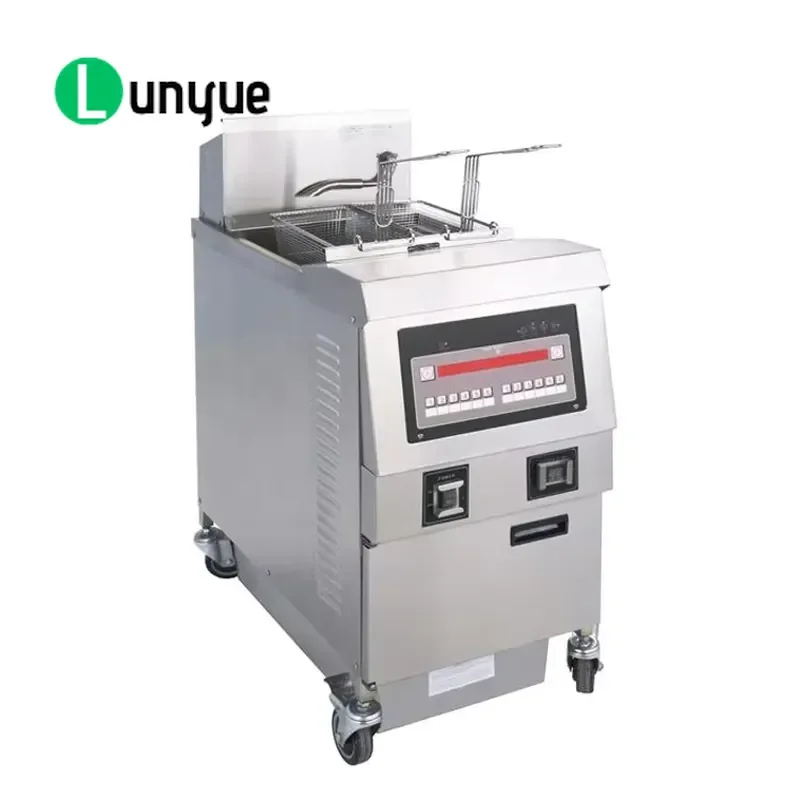 Commercial Electric Deep Fryer 1 Tank 2 Baskets Open Chicken Fryer with Wheels for Restaurant Kitchen High Efficiency