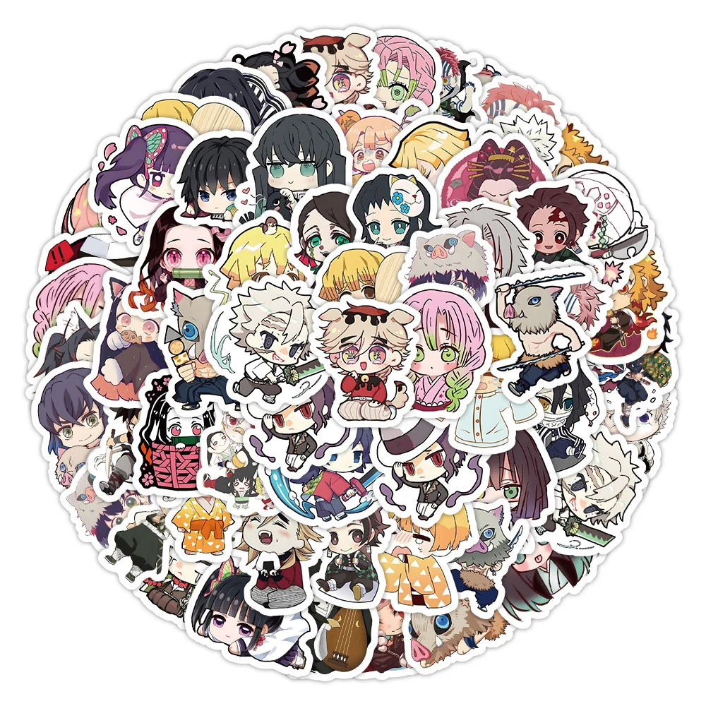 10/30/60pcs Cute Cartoon Demon Slayer Anime Stickers Kamado Tanjiro Decals Laptop Phone Water Bottle Waterproof Sticker Decals