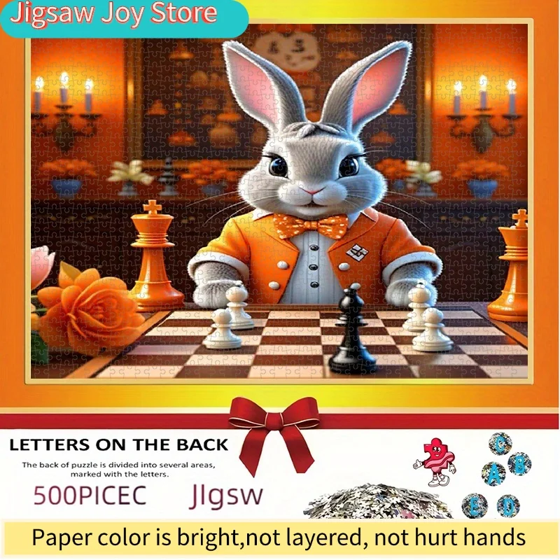 

Puzzle, DIY Paper Jigsaw, Cute Rabbit and International Chess Rabbit, International Chess Puzzle, Adult Jigsaw, Suitable for