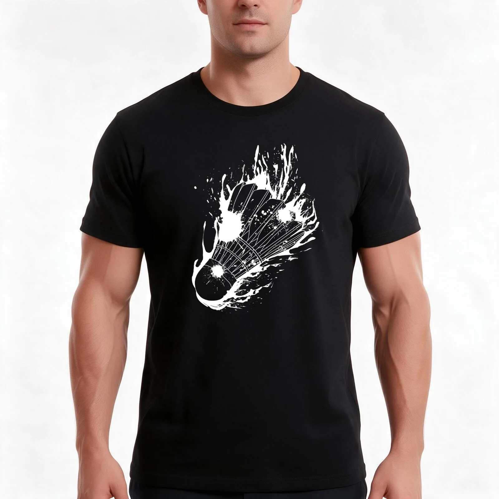 Splash Badminton T-Shirt Summer Casual Cotton Tee Oversized Streetwear Tops Vintage Graphic Print Loose Fit Short Sleeve