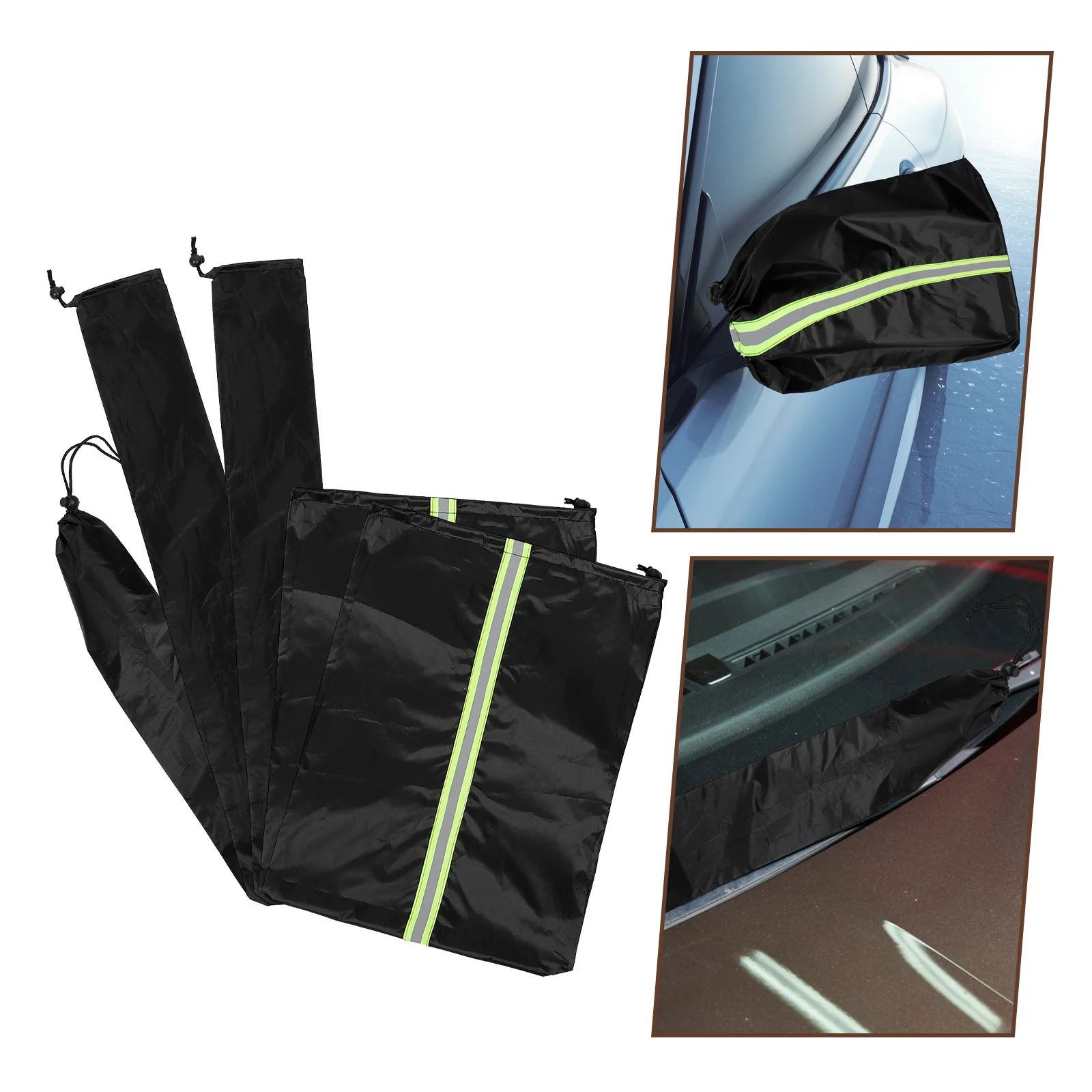 

1Set Car Side Mirror Cover and Windshield Wiper Cover Silver Coated Cloth Weather Resistant Protective Set Side Mirror Covers