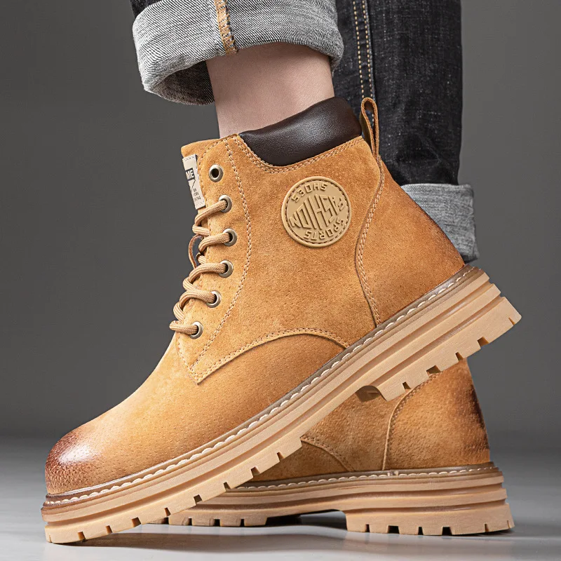 

Осенние мужские короткие ботинки, высокие кеды, повседневная обувь из натуральной кожи, дизайнерские ботильоны в пустыне