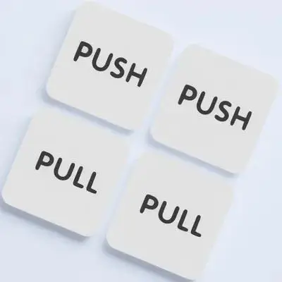 2Pairs Acrylic Push Pull Sticker Signs Time Saving Durable Transparent Square Labels for Office Store Glass Door Use