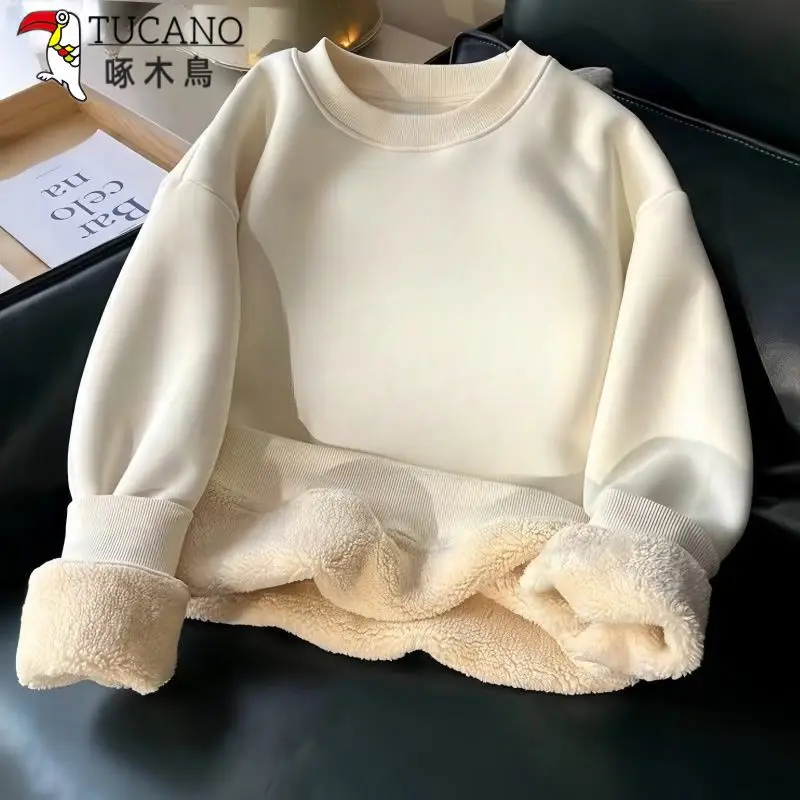 

Autumn Winter New Fashion Round Neck Long Sleeve Solid Sweatshirts Men's Clothing Loose Simplicity Casual All-match Warm Tops