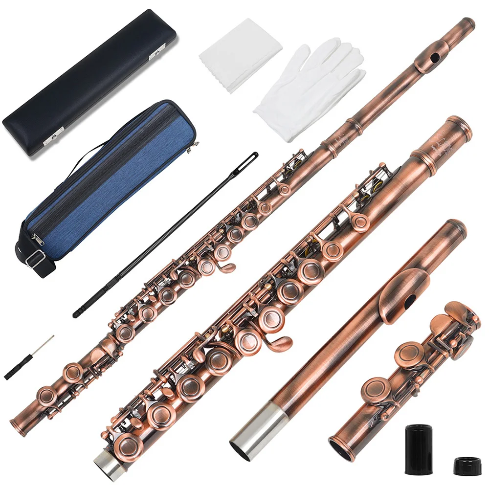 SLADE 16 Hole Flute Professional C Key Horizontal Flute Set Backpack Cleaning Stick Gloves Woodwind Instrument Accessories