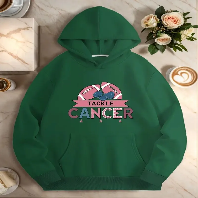 

Fall Winter Women Sweatshirt Plus Size Female Clothes Oversize Tackle Cancer Art Graphic Design Breathable Fabric Trendy Top