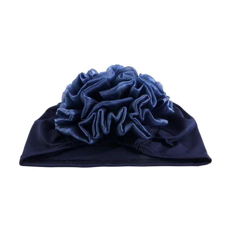 2PCS Women\'s Hijabs Big Flower Turban Hair Accessories Elastic Cloth Hair Bands Hat Beanie Ladies Muslim Hair Loss Scarf Cap