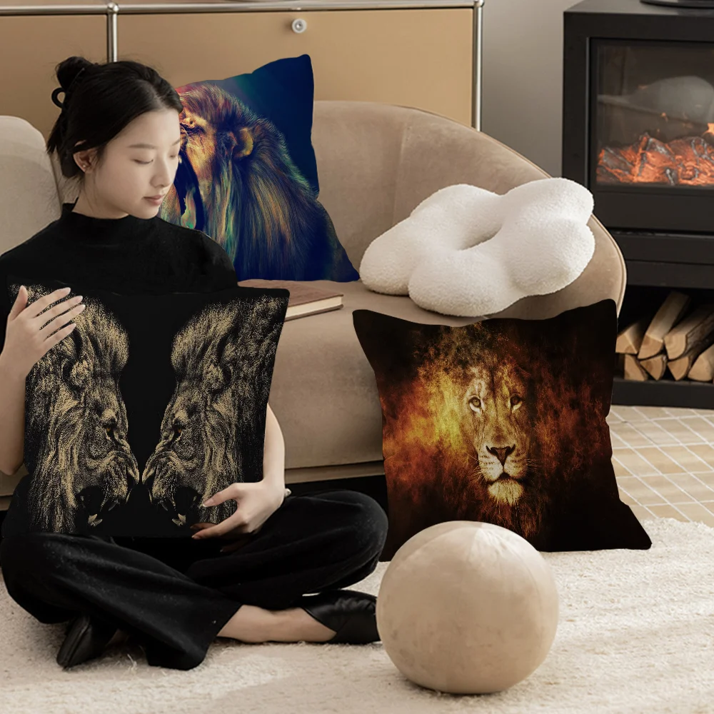 

Lion Cushion Cover Pillow Cover Decor Pillowcase Printed Cushion Case For Couch