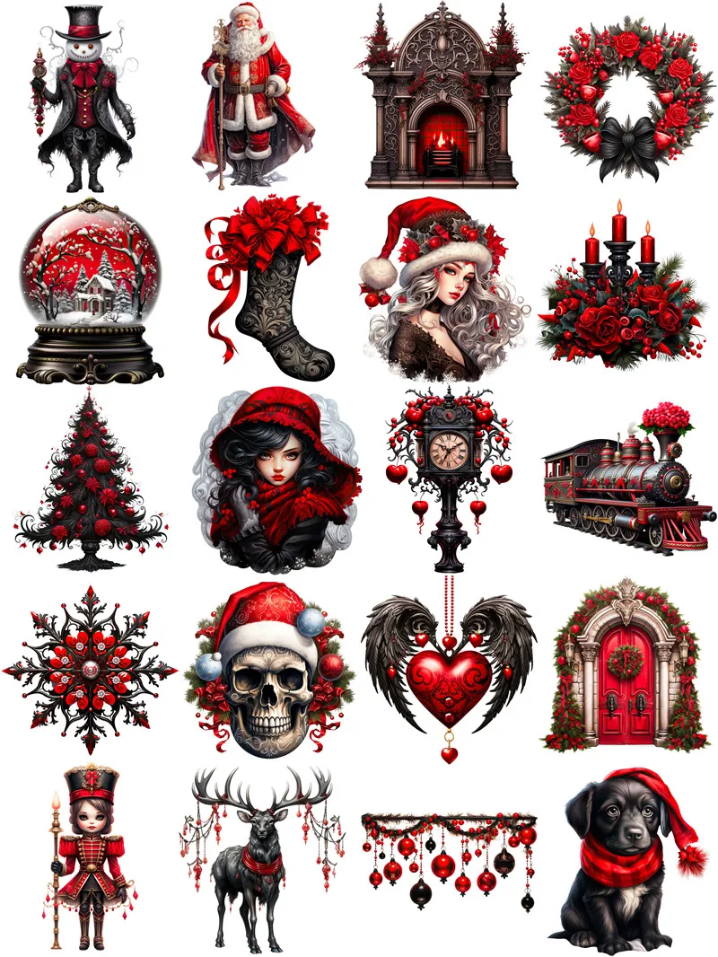 Black and Red Gothic Christmas Stickers Crafts And Scrapbooking stickers kids toys book Decorative sticker DIY Stationery
