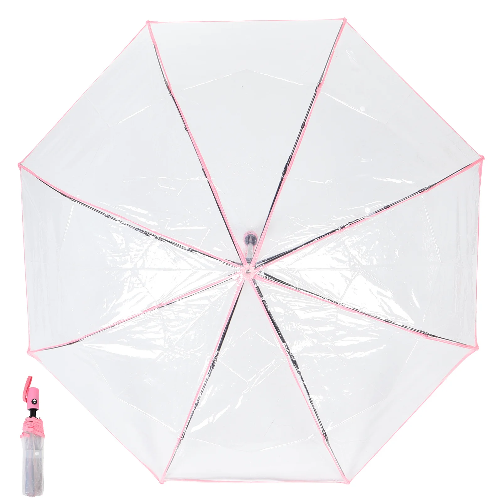 

Lightweight Clear Three Fold Umbrella Automatic Opening Closing Waterproof Portable Umbrella for Travel Outdoor Daily Use