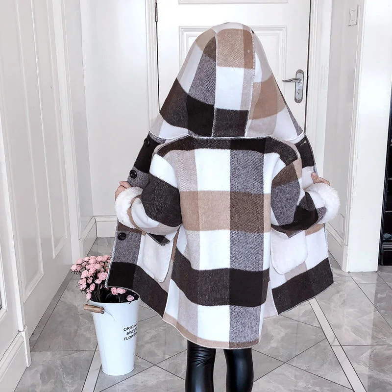 Inverno ragazze agnello cappotto in pile caldo capispalla con cappuccio moda cappotto lungo di lana abbigliamento per bambini Teeange ragazze