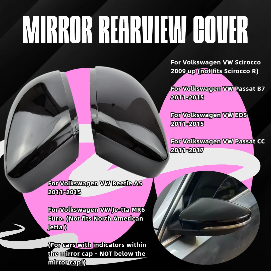 Car Accessories High quality For VW Passat B7 Rearview Mirror Cover Side Wing Rear View Mirror Case Covers Glossy Black
