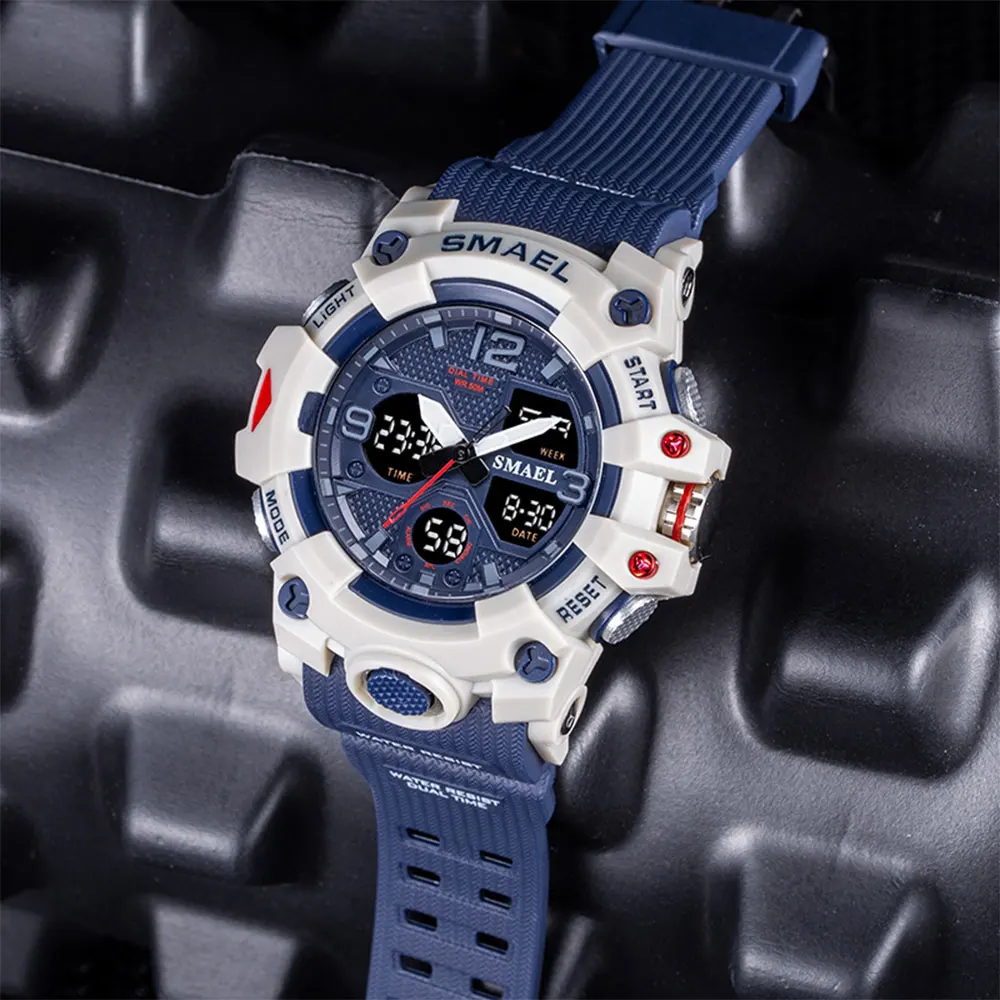 

SMAEL 8008 Men's Sport Military Digital Watch - 50M Waterproof Dual Time Display Alarm Stopwatch LED Backlight Shockproof