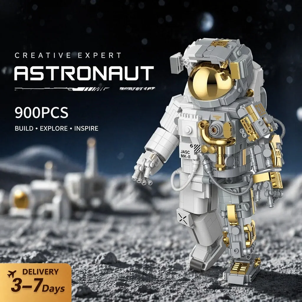 900-teiliges Kreatives Experten-Astronauten-Modulares Baustein-Set, Montage-Modell, Ziegelstein-Sets, Heimdekoration, Kreatives Spielzeug, Geschenk für Erwachsene