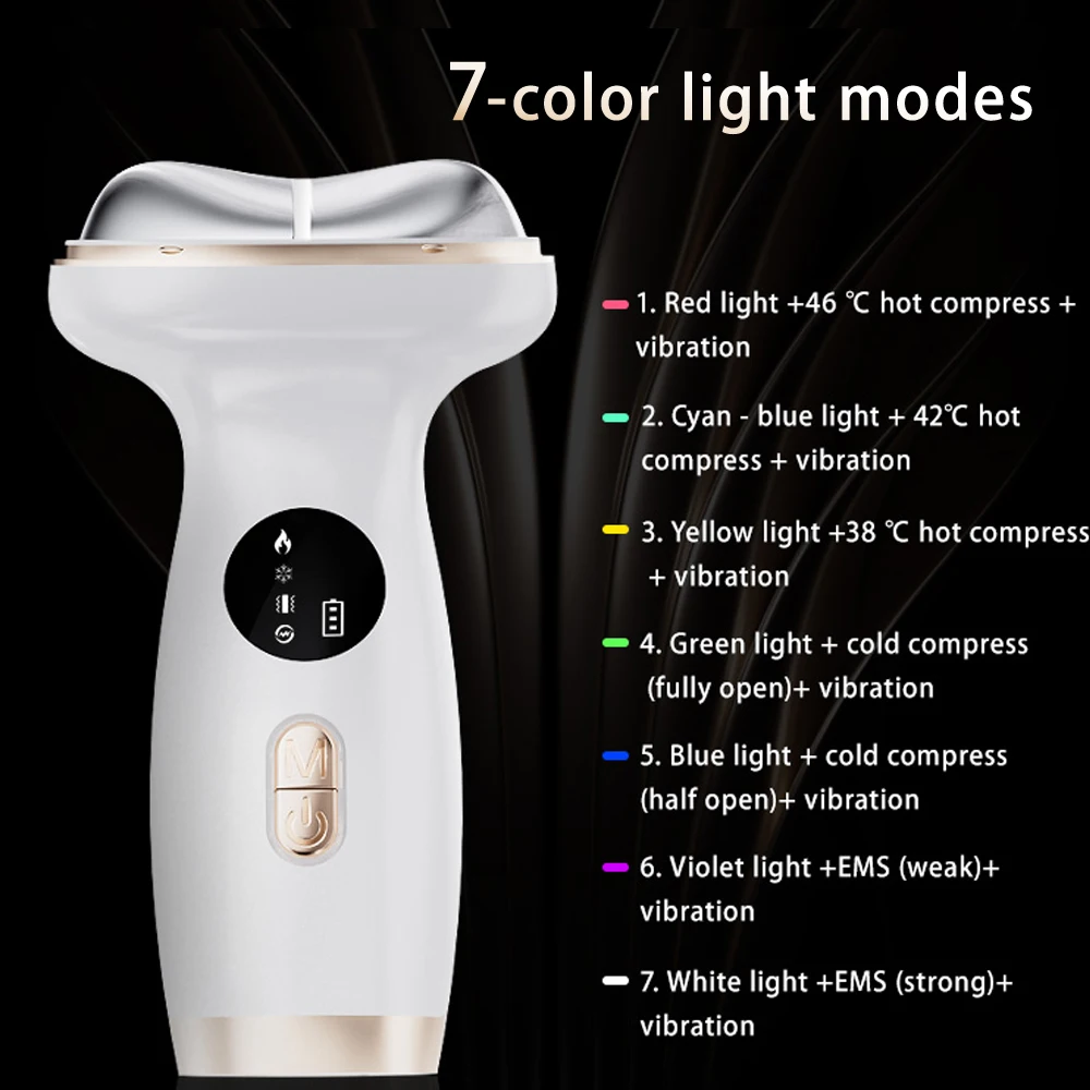 مكركرنت الوجه الرقبة مدلك مصباح ليد العلاج الوجه النحات الاهتزاز التدفئة وضغط الجليد أداة العناية بالبشرة لشد الوجه