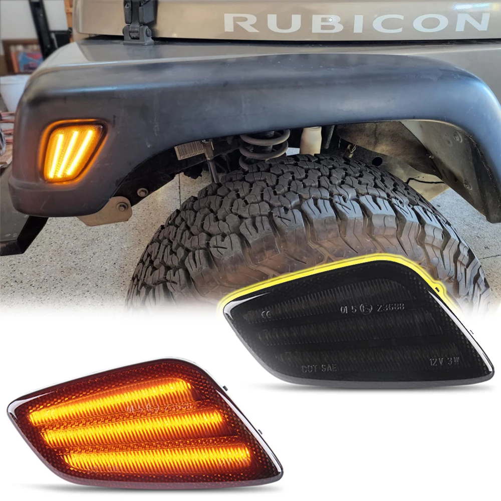 LED Flowing Side Marker Fender Light for Jeep Wrangler TJ 1997-2006 Repeat Blinker Turn Signal Indicator Parking Assembly Parts
