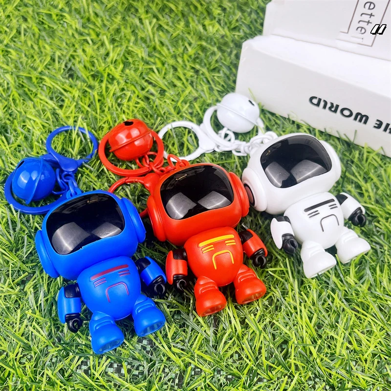 Creative Cute Robot Luminous Night Light Keychain Bag Pendant Ambient Light Car Keychain Women's Cute Accessories Gift