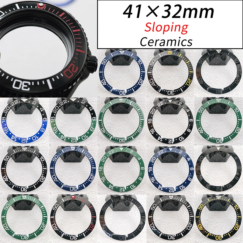 Ceramics Watch Bezel Inserts Dia 41×32mm With 3C Luminous Sloping Bezel Inserts Fits Samurai Series PROSPEX SRPB55K1 Watch Case