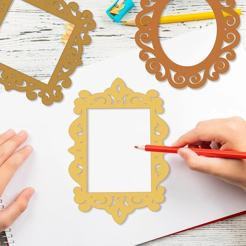J1UL1N 24PCS Wooden Hollow Decoration DIY Wooden Photo Frame Photo Ornament Wedding Photo Frames Wood Photo Frame Cutout