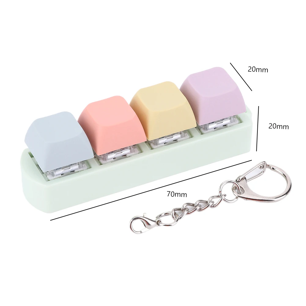 Porte-Clés Clavier Clicker LED – Lot De 3 – Mini Clavier Fidget Avec 4 Touches Et Lumière – Anti-Stress Portable