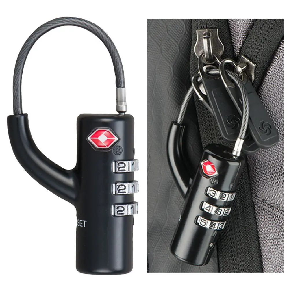 Waterproof Small Padlock Portable Padlock with Steel Cable Combination Lock Customs Code Lock TSA Customs Lock