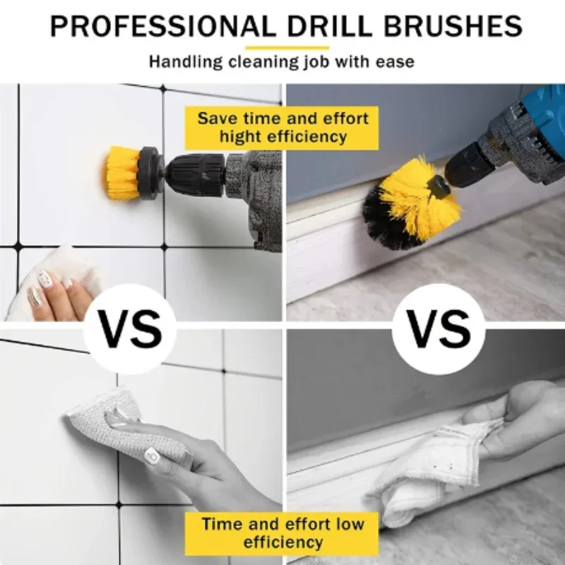 7pcs Drill Brush Attachment Set Power Scrubber Brush With Drill Scrub Brush For Cleaning Showers Tubs Bathroom Tile Grout Carpet