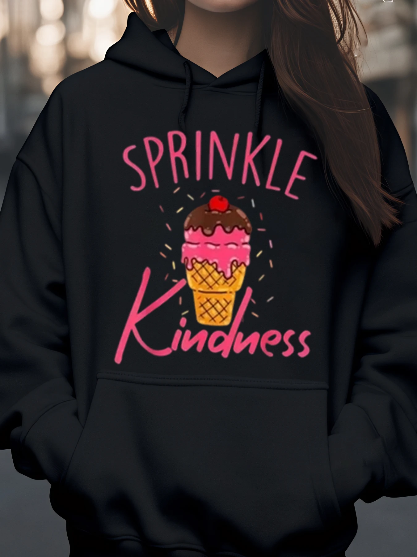 

Толстовка с принтом мороженого, осень-зима, повседневная одежда для женщин и девочек