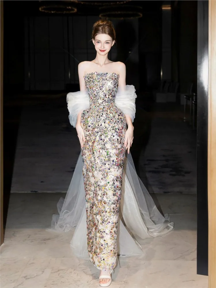 

The Sparkling Light niche toasting banquet will feature sequined candy-colored dresses