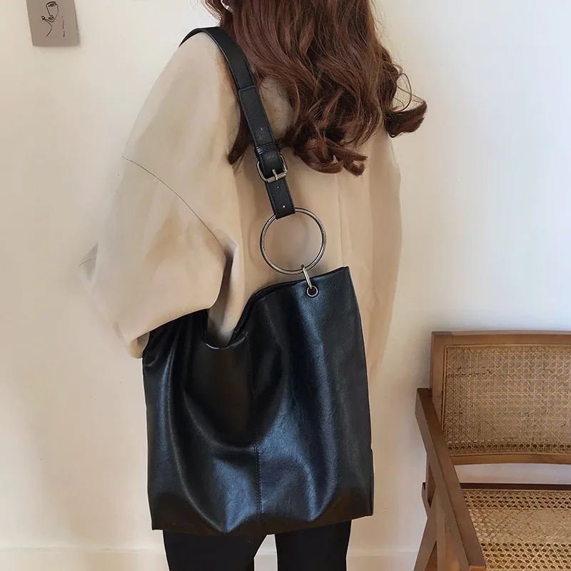 Women's One Shoulder Tote Bag Handbag New Fashion Versatile Simple Solid Color Daily Large Capacity Soft Personality