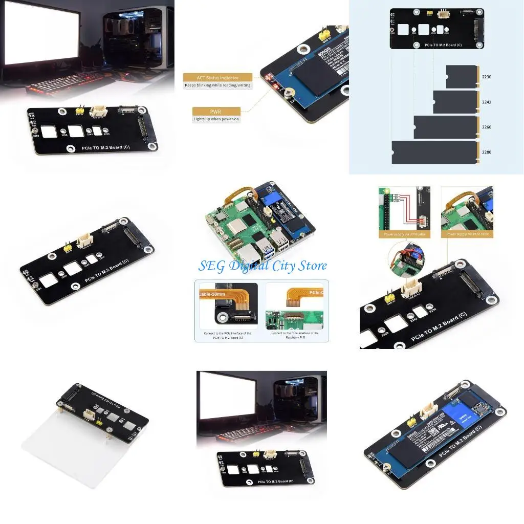 

U75B For RPI 5 PCIe to M.2 NVMe SSD Adapters Card NVMe Converter Card Expansion Card