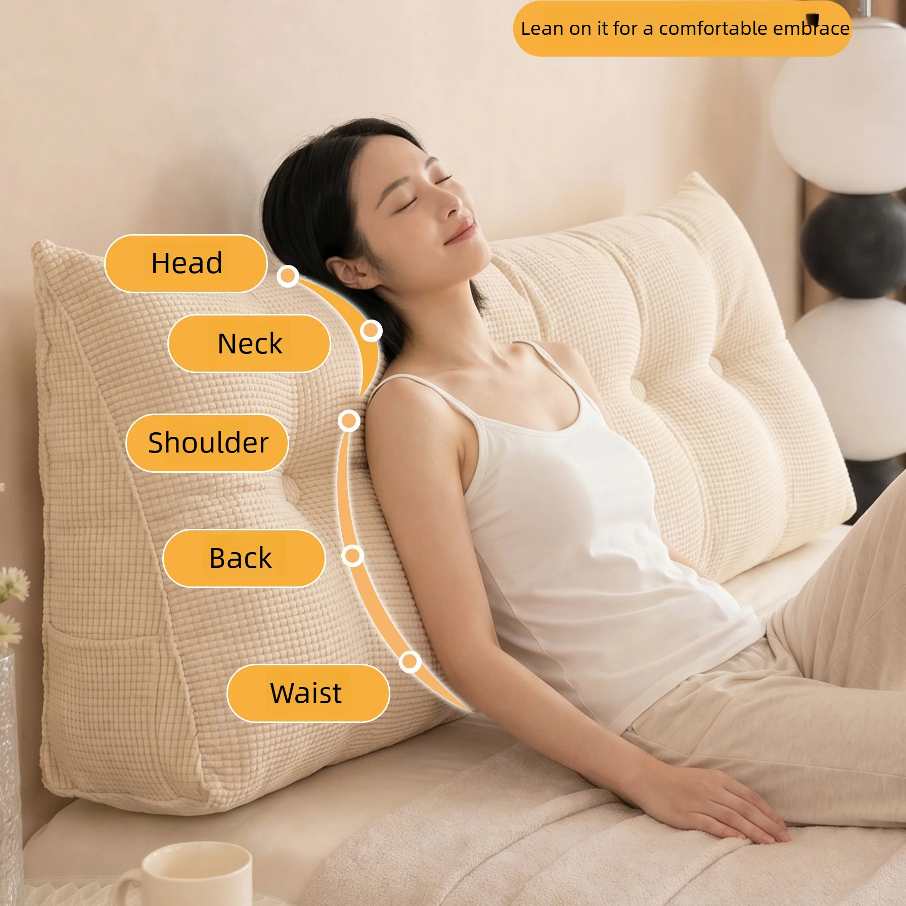 Headboard Cushion Triangle Large Back Bed Soft Bag Pillow Can Be Disassembled and Washed Bedroom Sofa Long Pillow