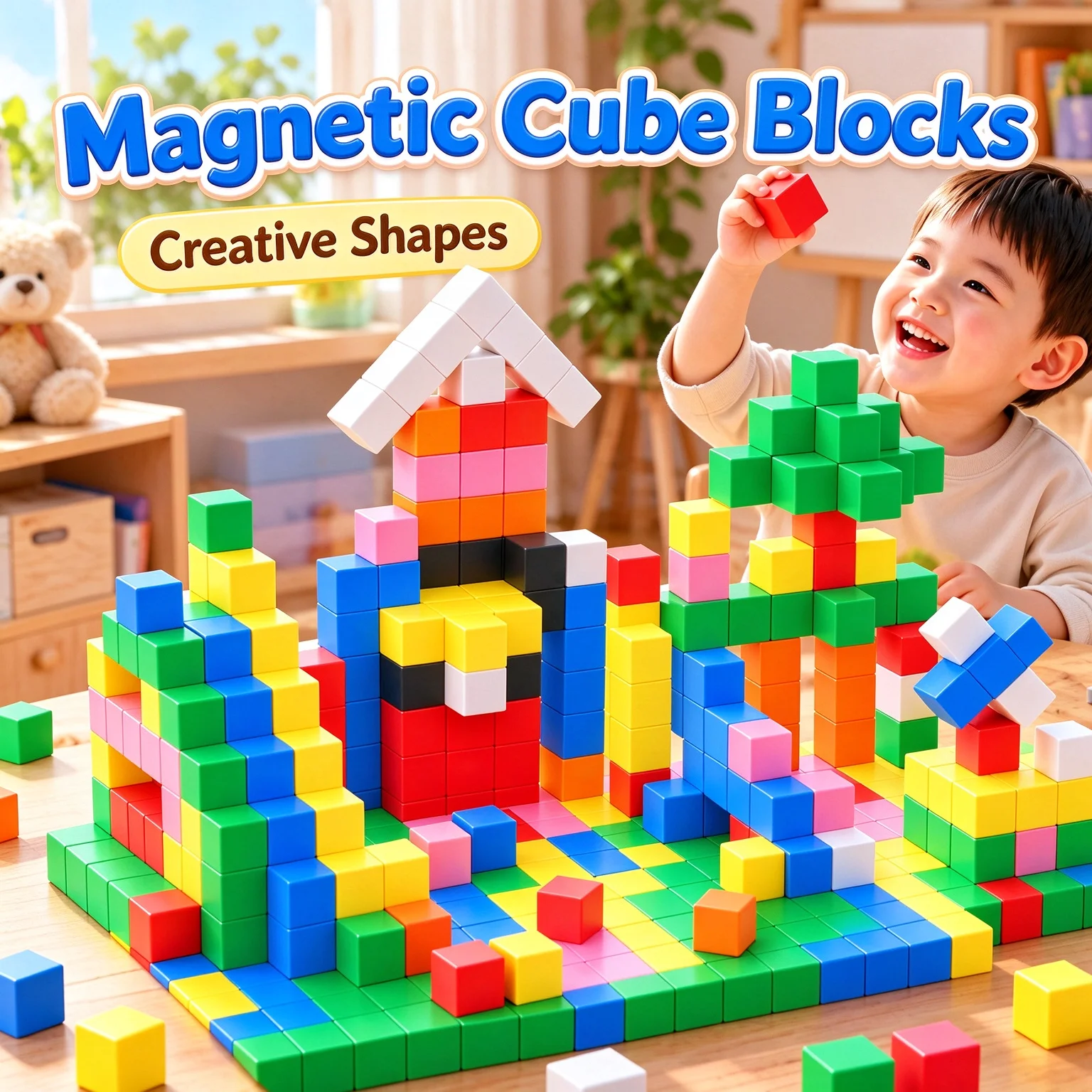 Magnetic Cubes Building Blocks Toys STEM Educational Creative Puzzle  Assembly Early Education Toys Teaching Holiday Gifts