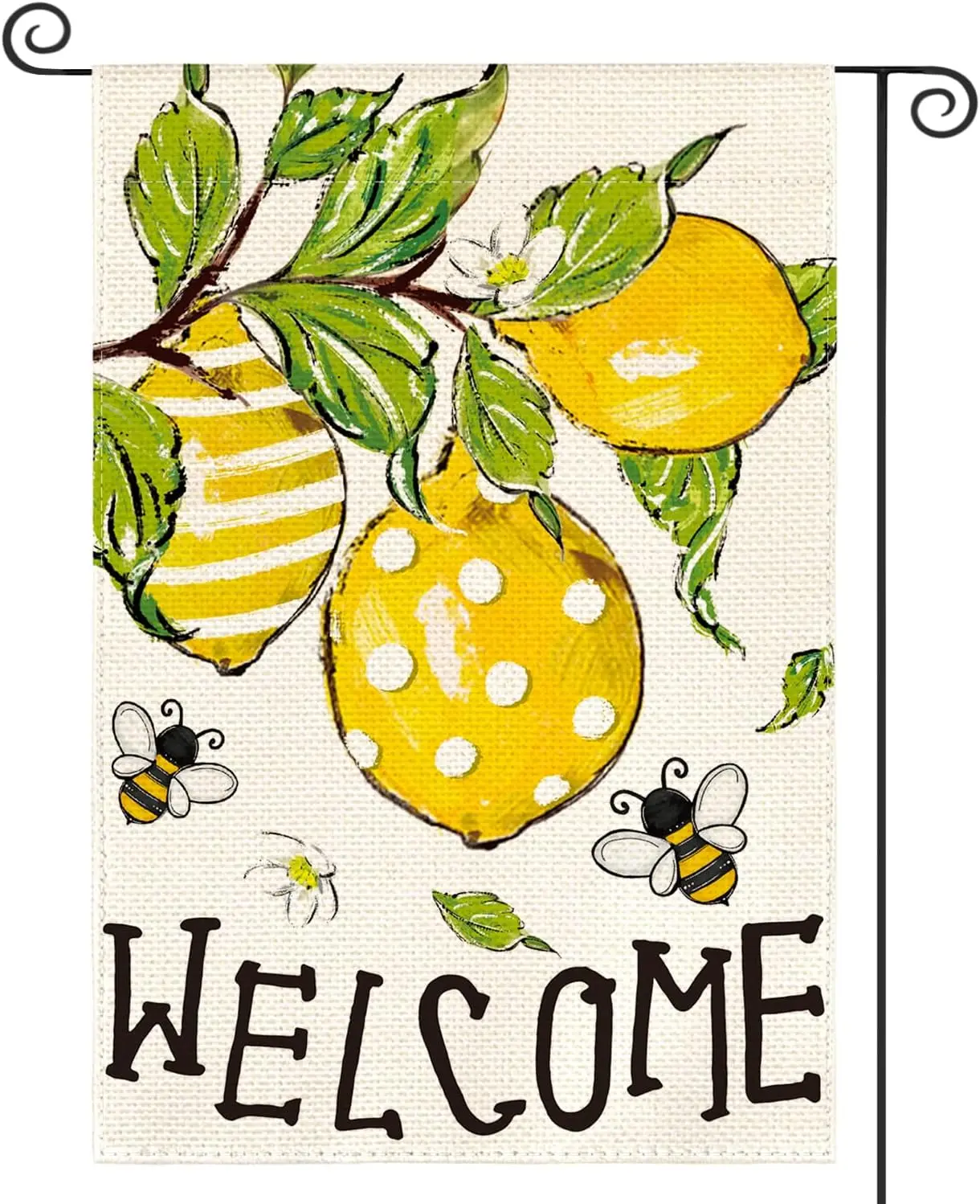 AVOIN colorlife Lemon Summer Garden Flag 12x18 Inch Double Sided, Welcome Seasonal Holiday Burlap Yard Outdoor Decoration