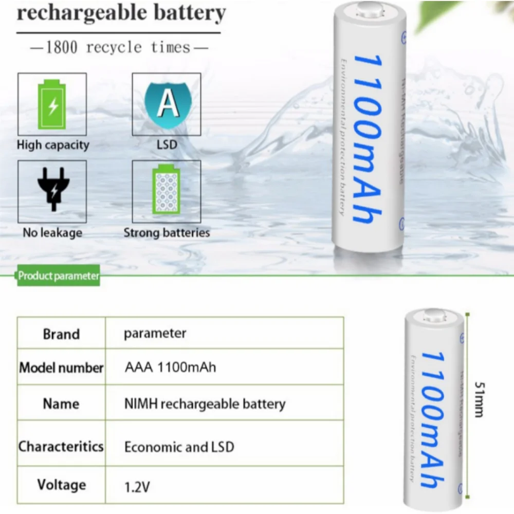 PALO 1100mAh 1.2V AAA Rechargeable Battery 1.2V NI-MH AAA Battery Rechargeable AAA 3A Batteries for Flashlight Toys Mouse