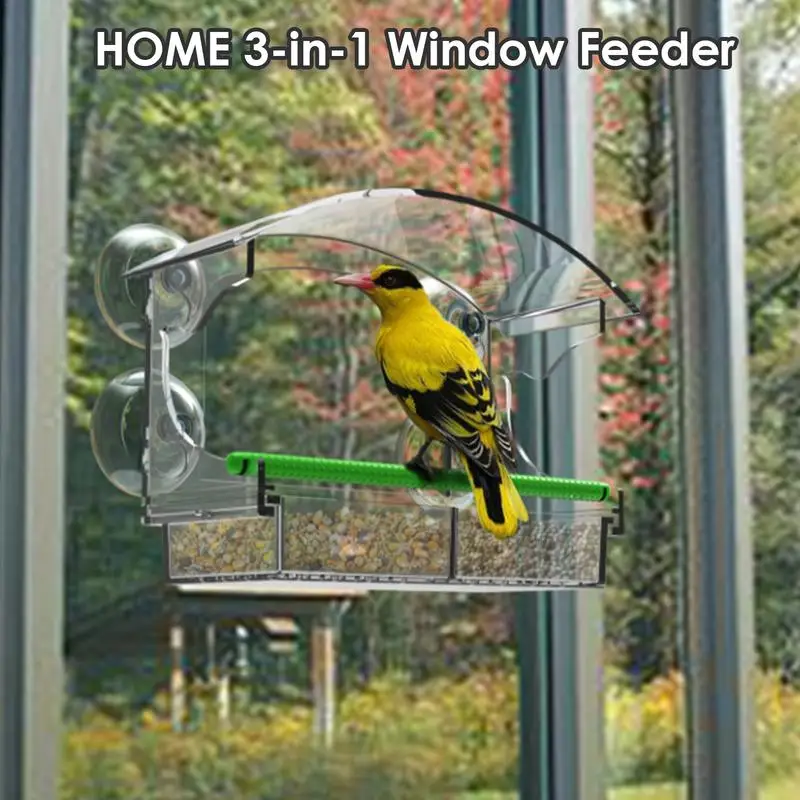 Birds Window Feeder Transparent Bird Window Feeder In Acrylic Feeder With Perch Weatherproof Bird Feeders For Chickadees For