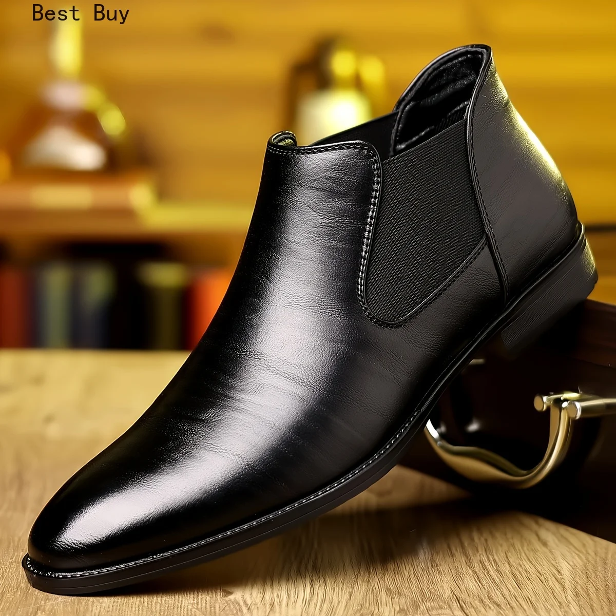 Plus Size 48 Men's Trendy Pointed-toe Chelsea Boots, Waterproof Anti-skid High-top Slip-on Boots For Outdoor, Spring And Autumn