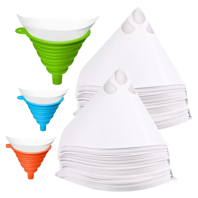 

600 Pcs Paint Filters Strainer With 100 Micrometre Flow Nylon Mesh Cone Paint Filter Screen With 3 Pcs Silicone Funnel