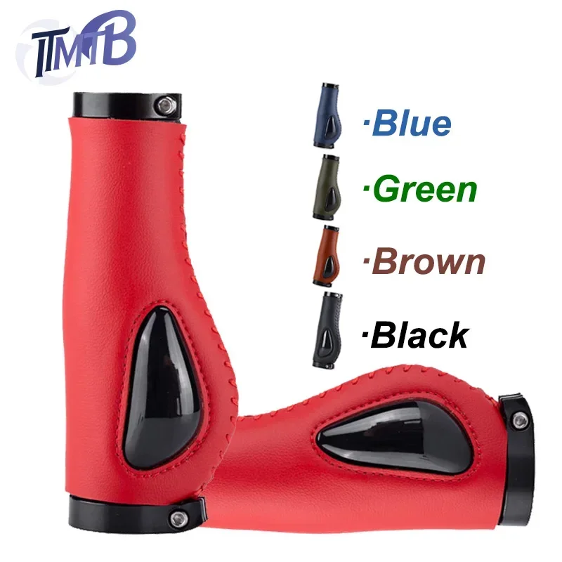 ITMTB Leather Bicycle Grips Liquid Silicone MTB Handle Ergonomics Handlebar Grip Bilateral Lock Scooter Folding Bike Accessories