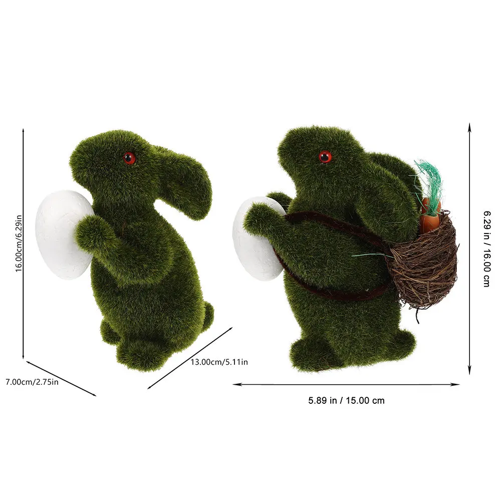 2Pcs Lifelike Sitting Rabbit Decor Easter Bunny Decoration Garden Flocking Miniature Decor Small Animal Ornament Indoor Outdoor