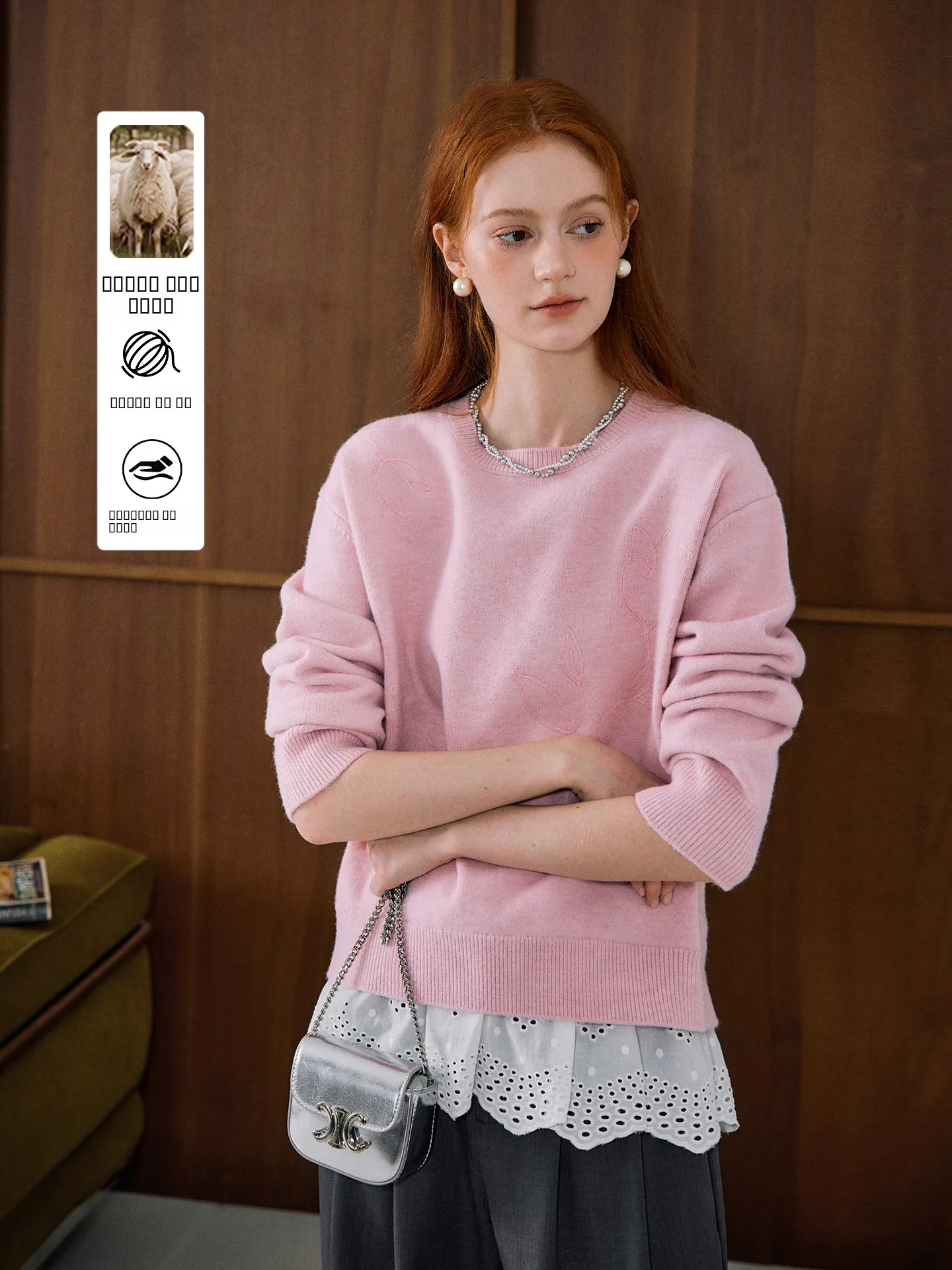 

Женский вязаный пуловер KuNMaVi с вышивкой, светло-розовый, с круглым вырезом, мягкий, удобный, повседневный, весенняя новинка