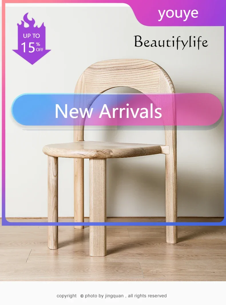 N36 Nordic solid wood chair can be stacked simple modern log back chair cafe restaurant homestay leisure dining table and chairs
