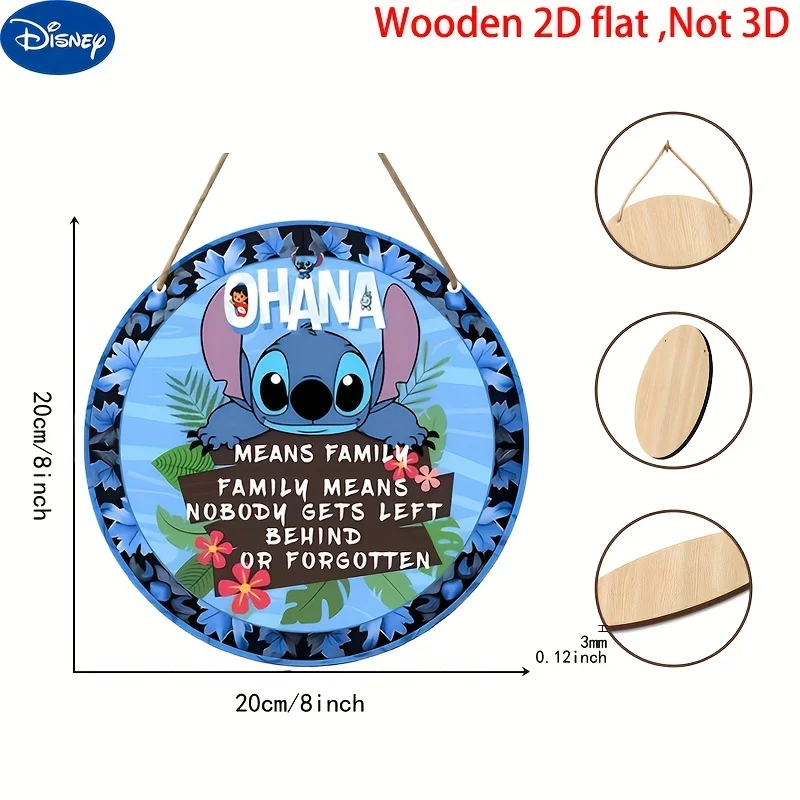 مسطح ثنائي الأبعاد، قطعة واحدة من لافتة تعليق خشبية مستديرة، 20.32 × 20.32 سم، خشب معاد تدويره، موضوع الرسوم المتحركة، توجيه عرضي، بدون كهرباء