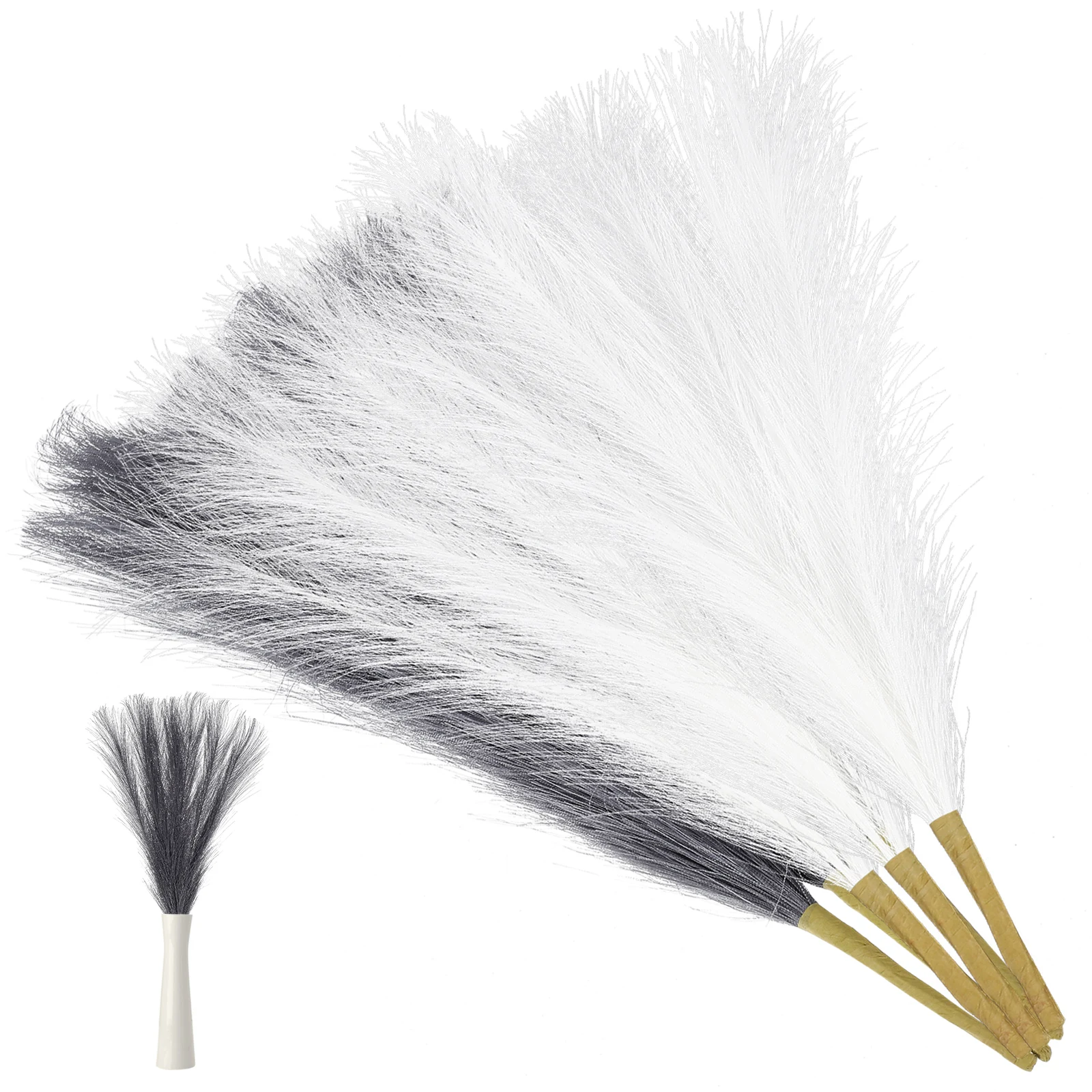 

6 pcs Artificial Decor Dried Arrangements Short Stem Flowers Milk White Dark Gray Home Wedding Table
