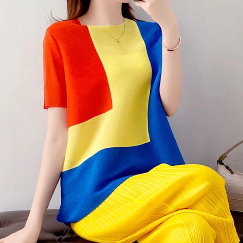 Pleated Top 2023 Summer New Short Sleeve Casual T-shirt t shirt women oversized t shirt korean shirts for women