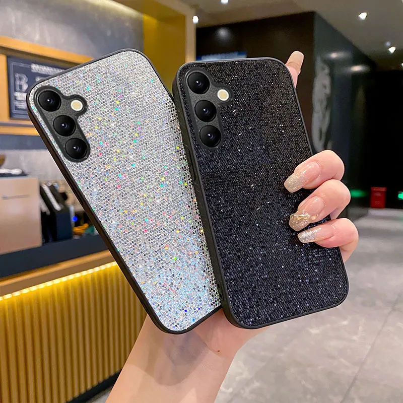 Luxury Glitter The starlit sky Twinkle Brightly Fashion Leather TPU Phone Case For Samsung Galaxy S25 S24 S23 S22 Plus FE Ultra 