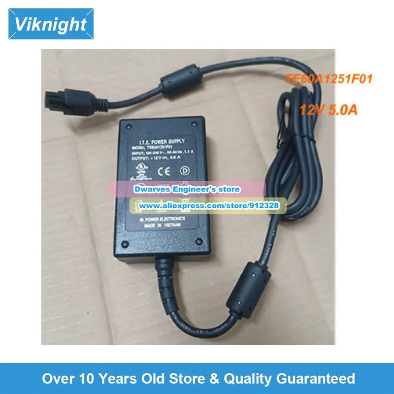 Genuine I.T.E TE60A1251F01 AC Adapter 12V 5A 60W Laptop Charger For AES AES-PZCC-FMC-V2-G Power Supply Molex 6 Pins