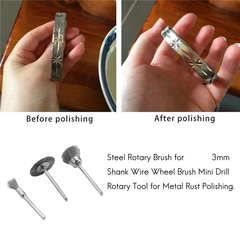 

【Rushed】Steel Rotary Brush For 240Pcs 3Mm Shank Wire Wheel Brush Mini Drill Rotary Tool For Metal Rust Polishing