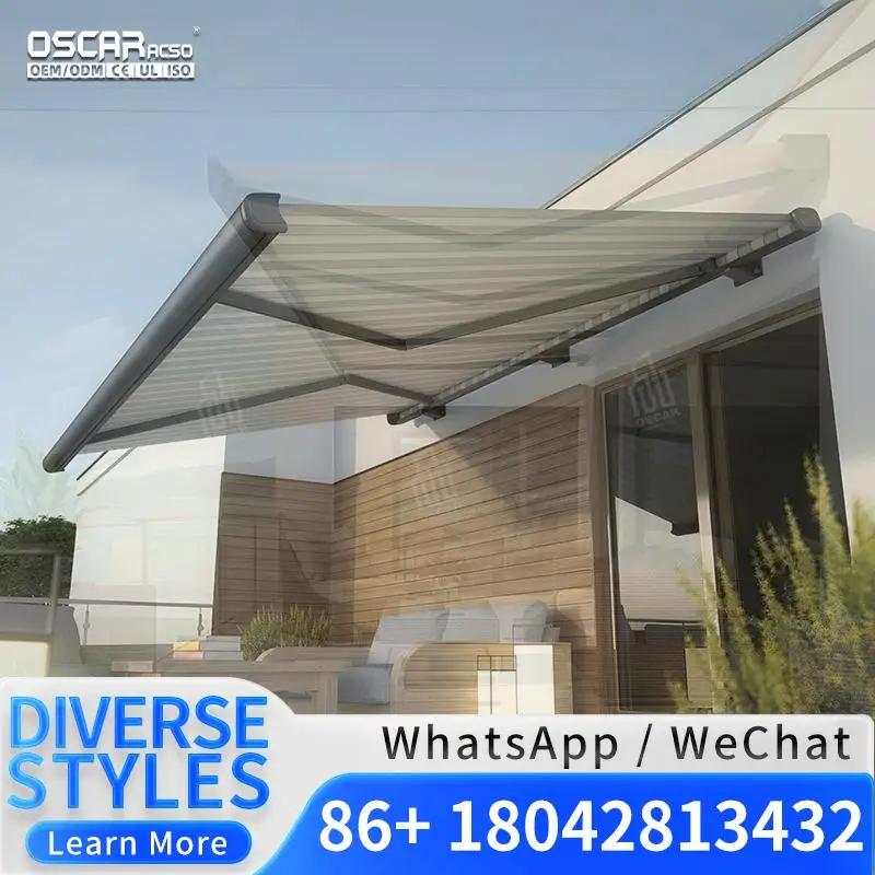 Retractable Sun Canopy Coated Acrylic Flexible Adjustable Window Patio Carport Outdoor Balcony Porch Use Retractable Awning
